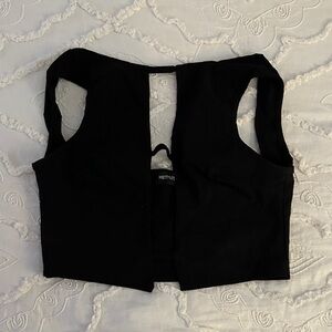 PrettyLittleThing Black Cutout Crop Vest